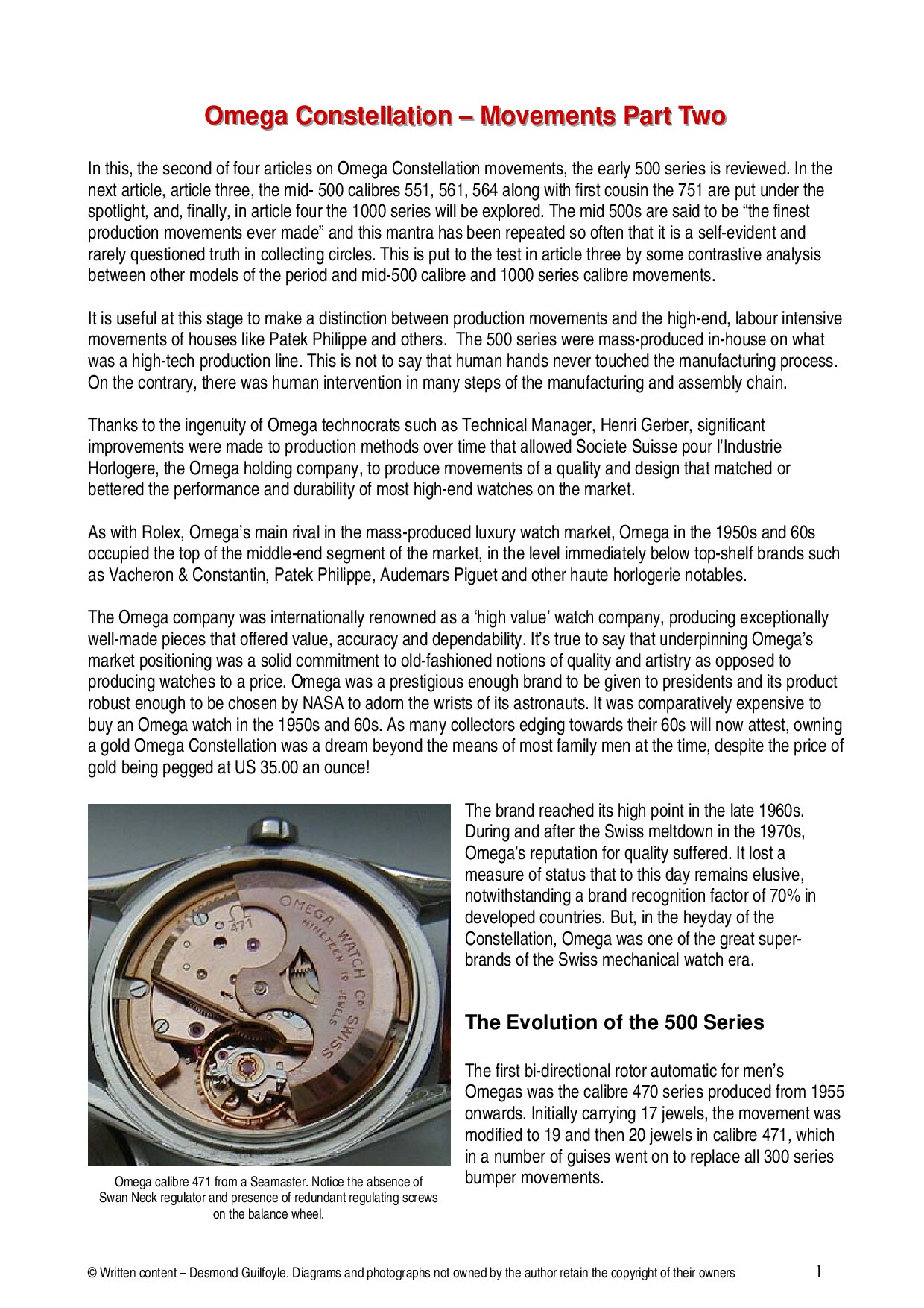 Omega Constellation – Movements Part Two