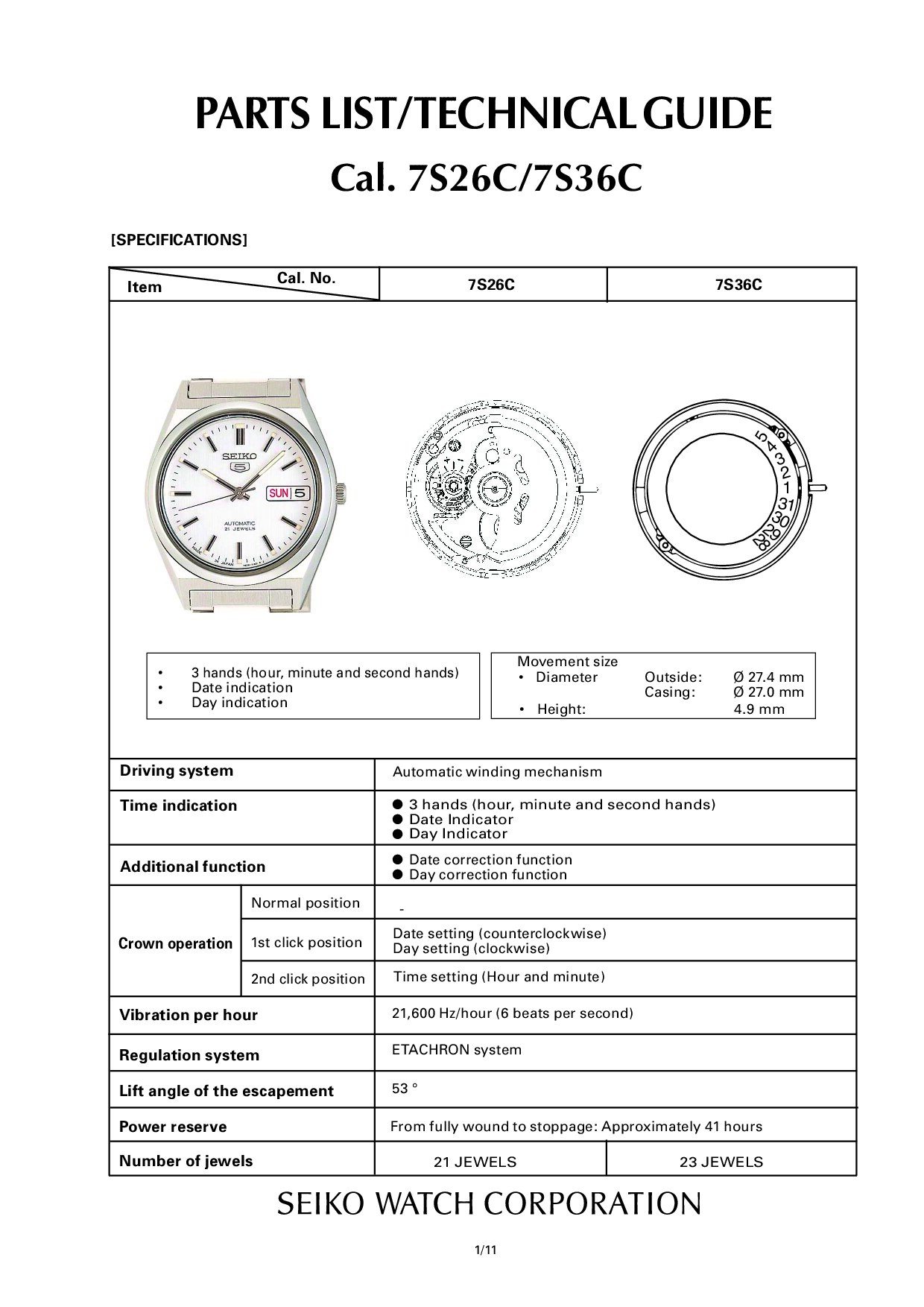Seiko 7S26C_36C