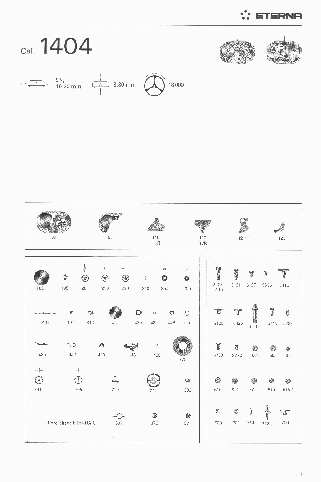 Eterna 1404 partlist