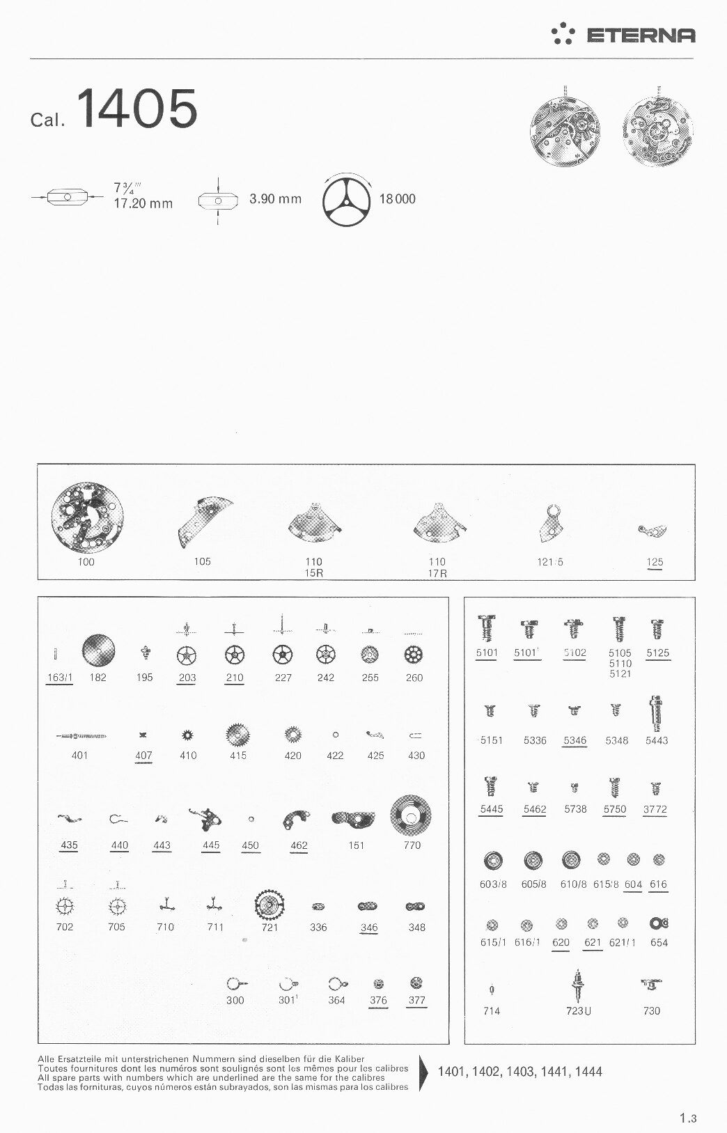 Eterna 1405 partlist