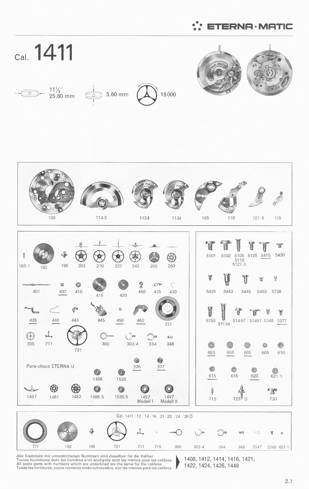 Eterna 1411 partlist