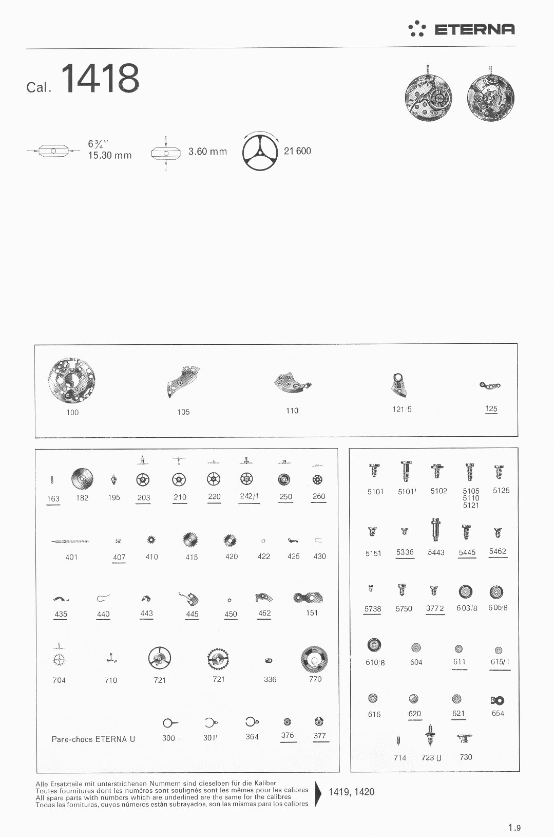 Eterna 1418 partlist