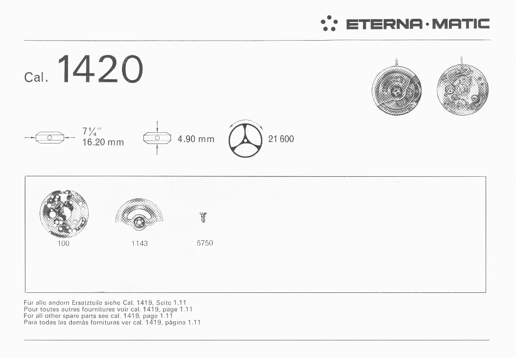 Eterna 1420 partlist