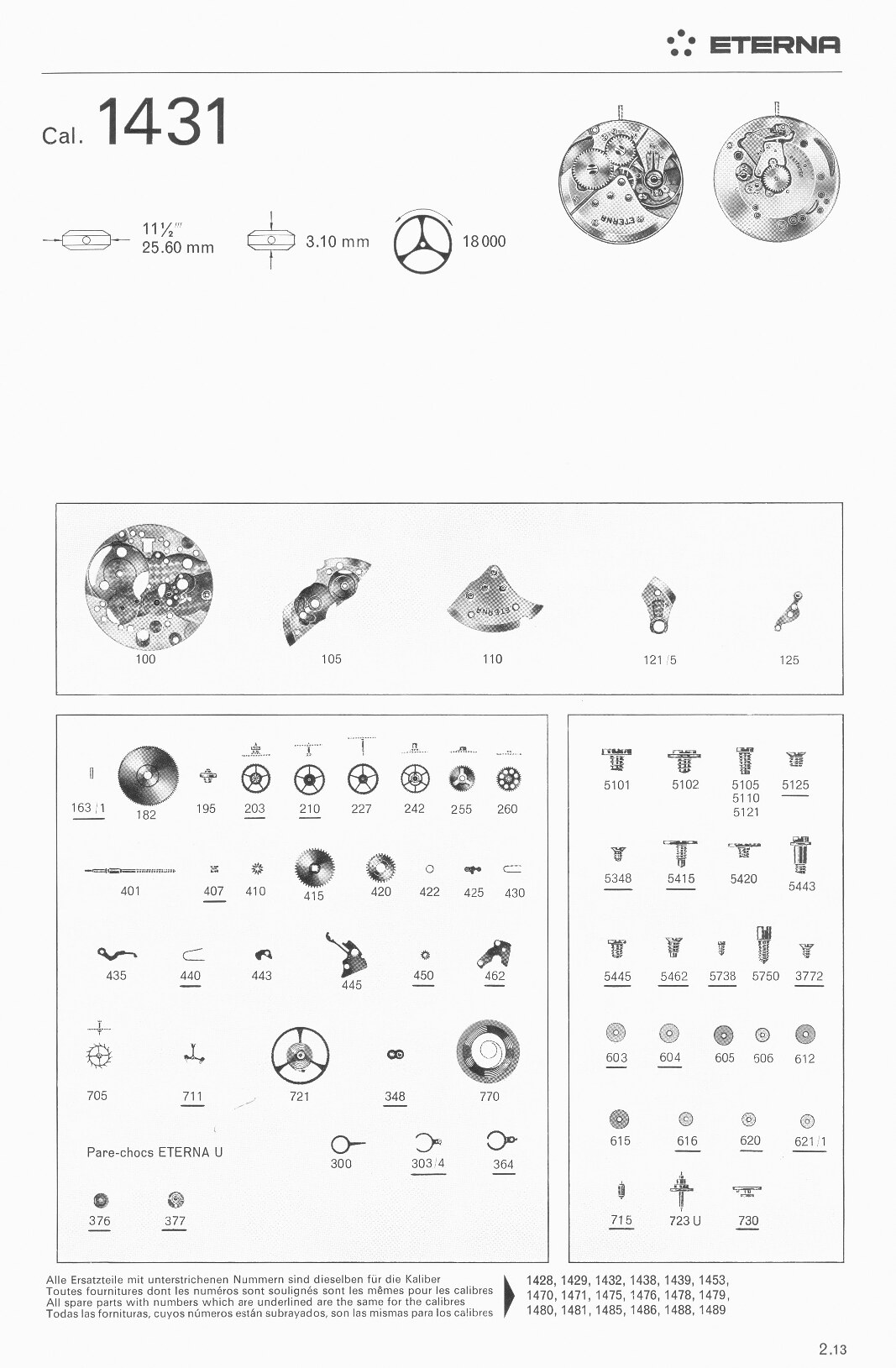 Eterna 1431 partlist