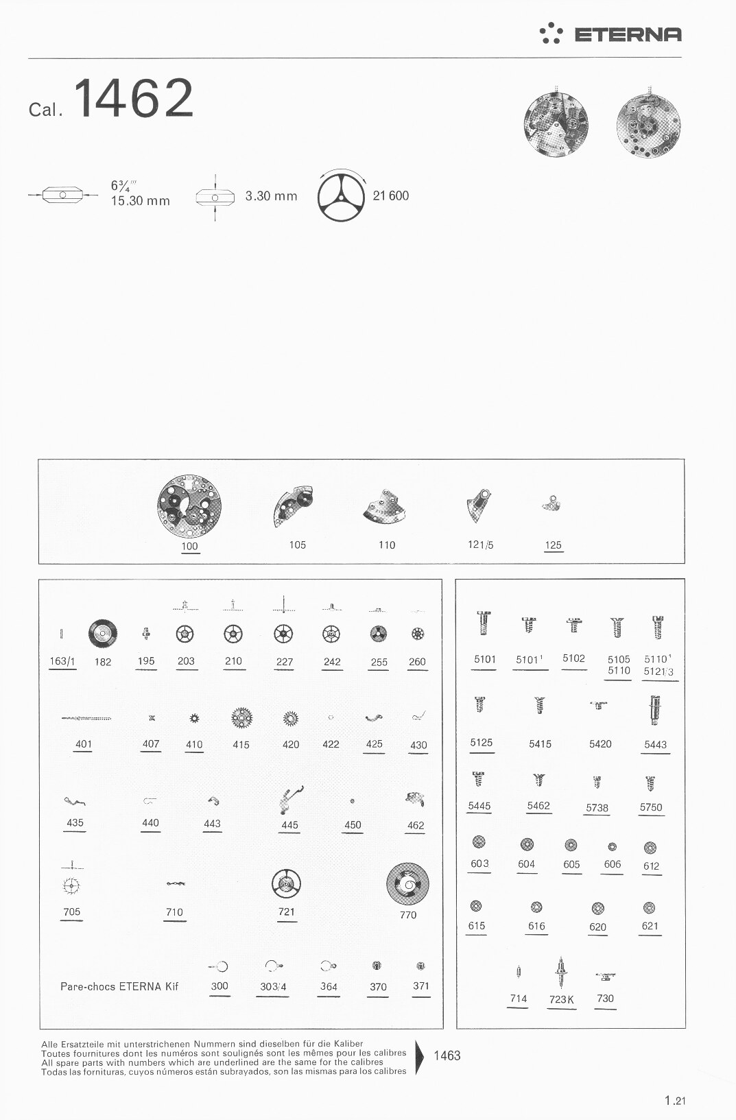Eterna 1462 partlist