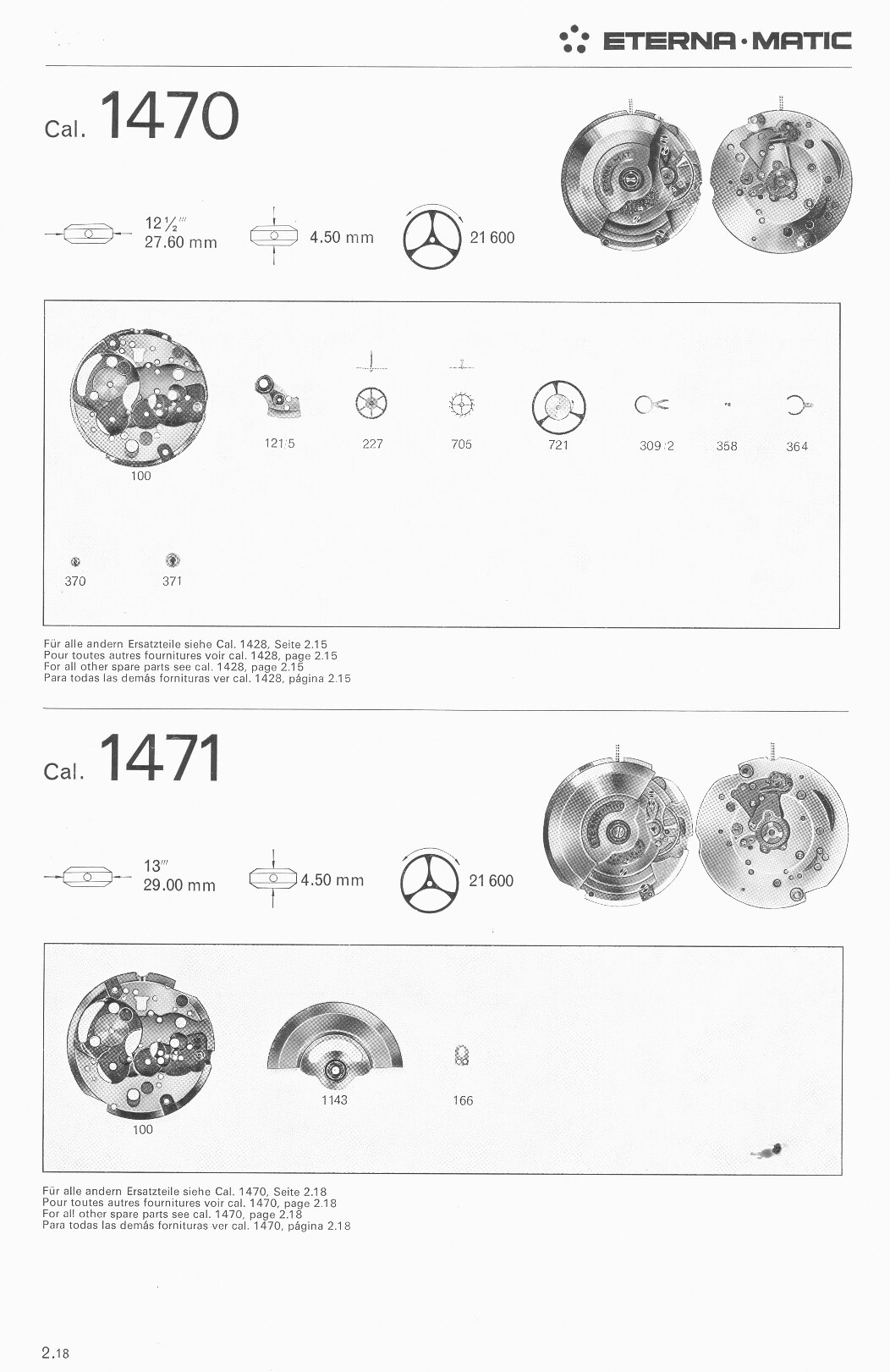 Eterna 1470, 1471 partlist