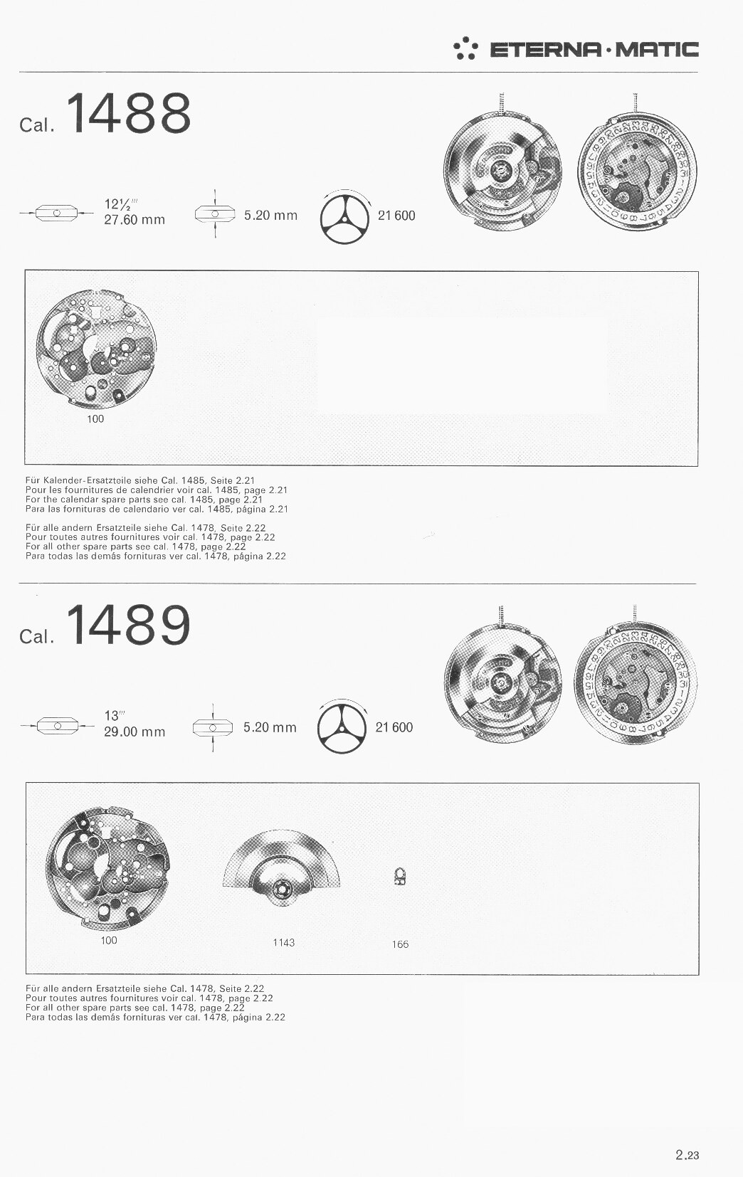 Eterna 1488, 1489 partlist