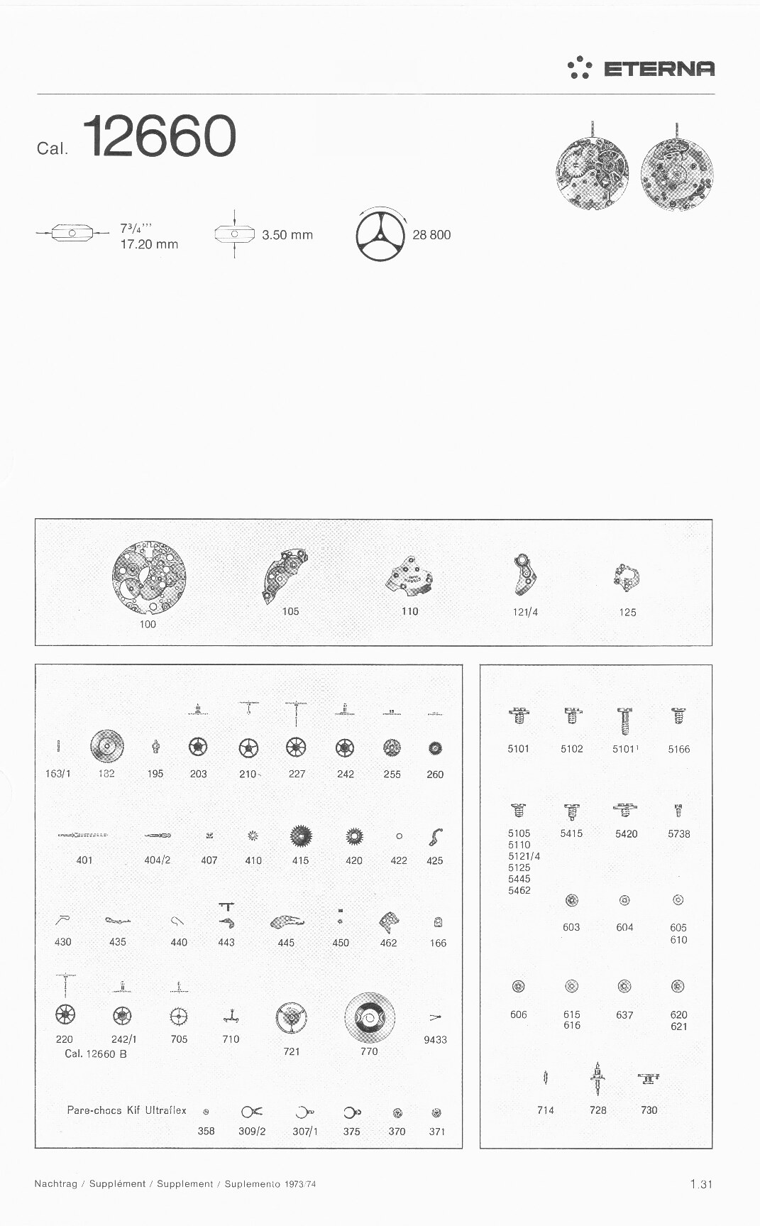 Eterna 12660 partlist