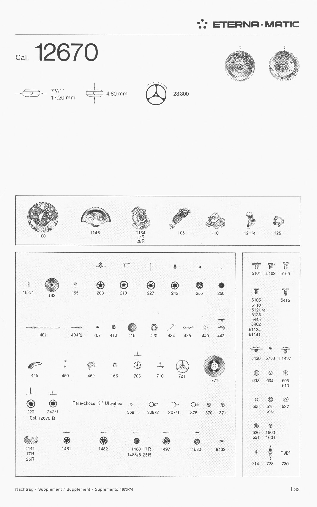 Eterna 12670 partlist