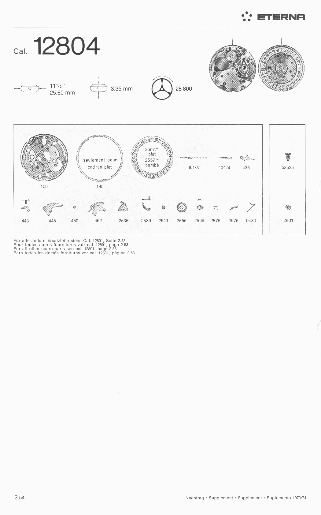 Eterna 12804 partlist