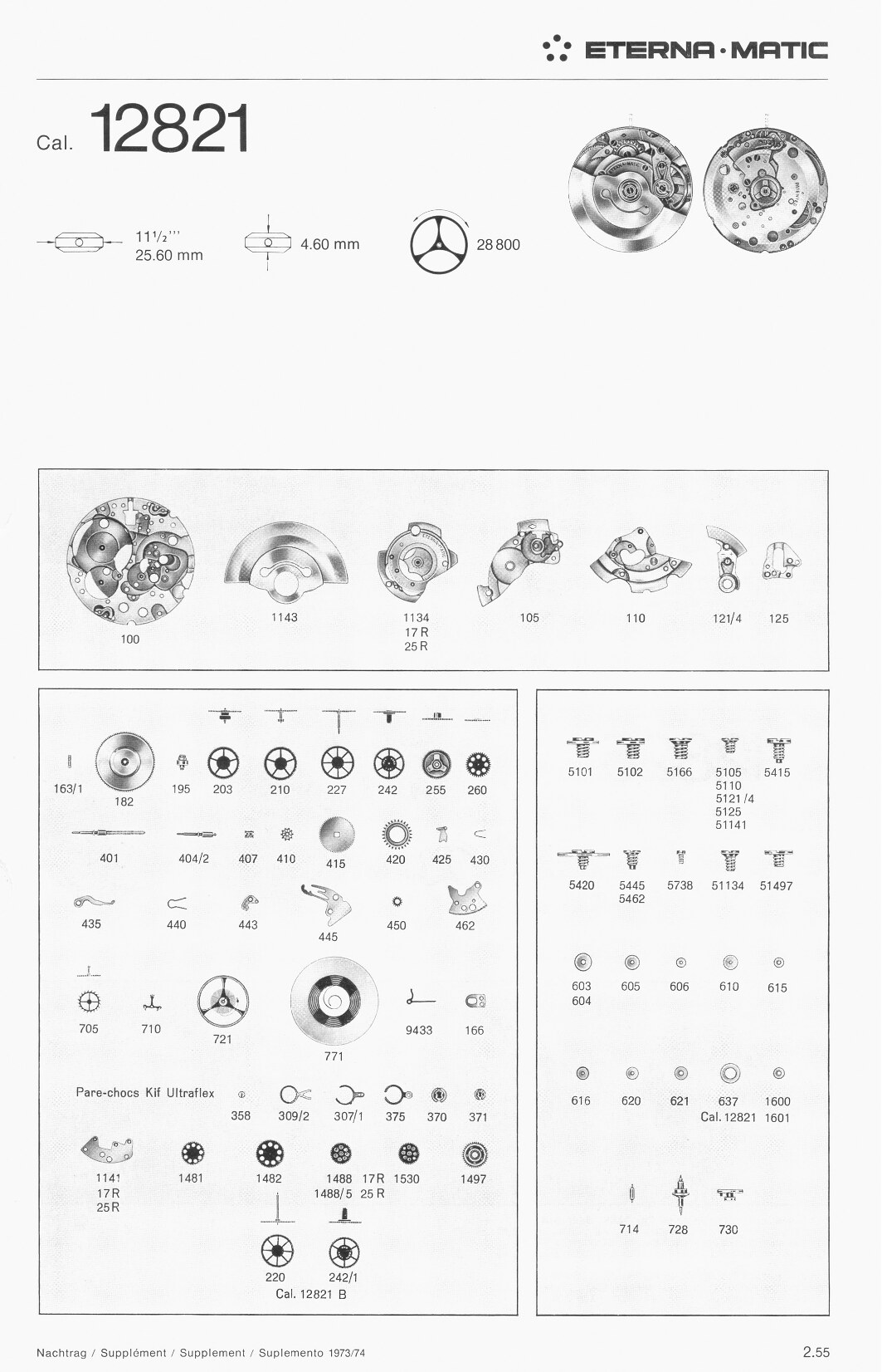 Eterna 12821 partlist