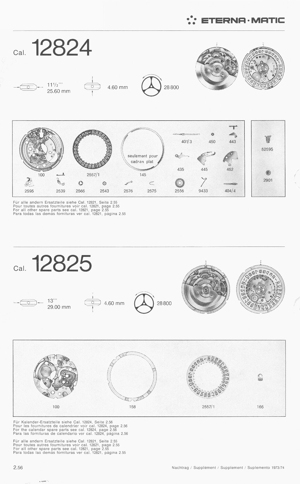 Eterna 12824, 12825 partlist