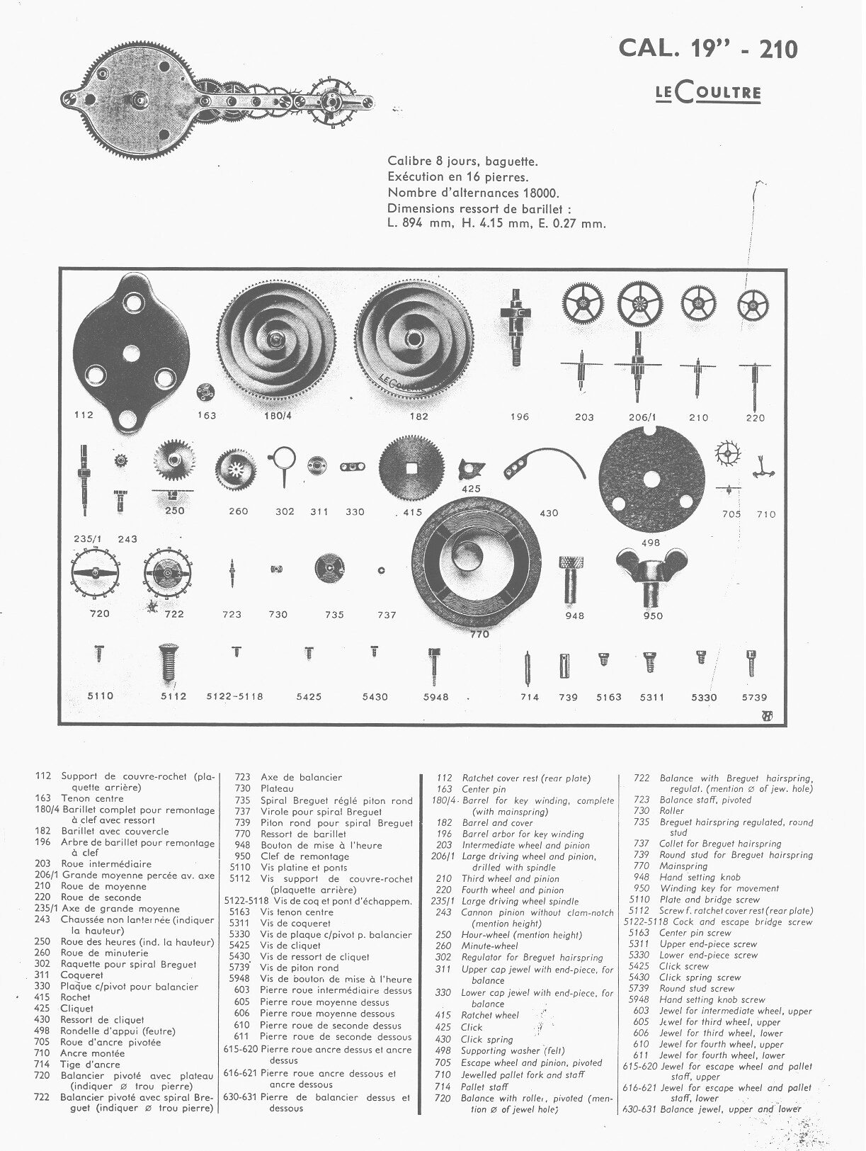 JLC 210 partlist