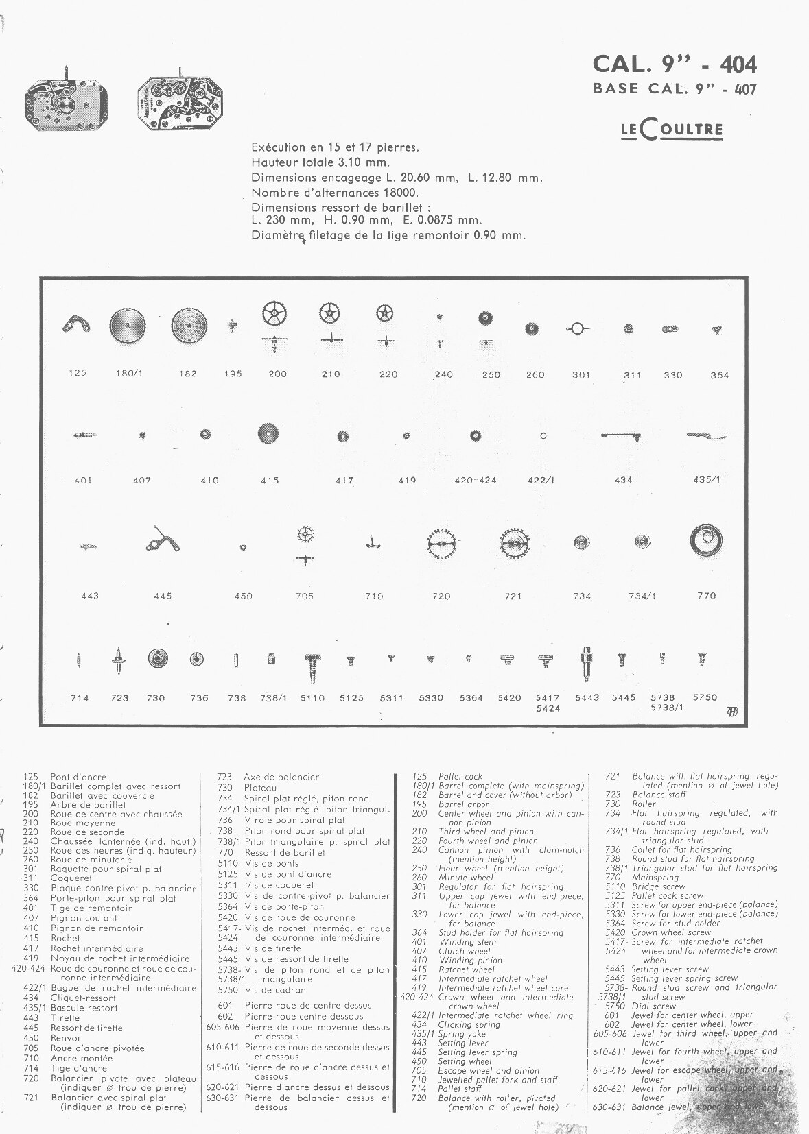 JLC 404 partlist