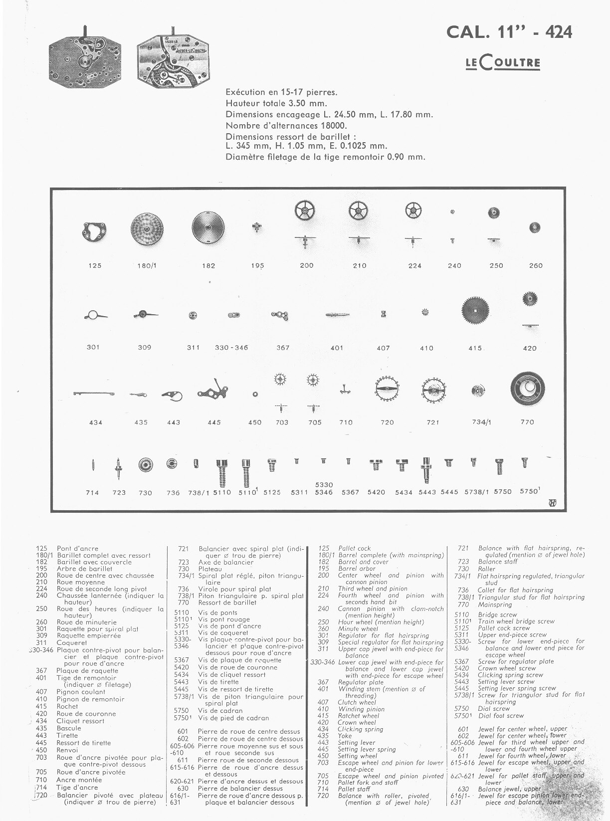 JLC 424 partlist