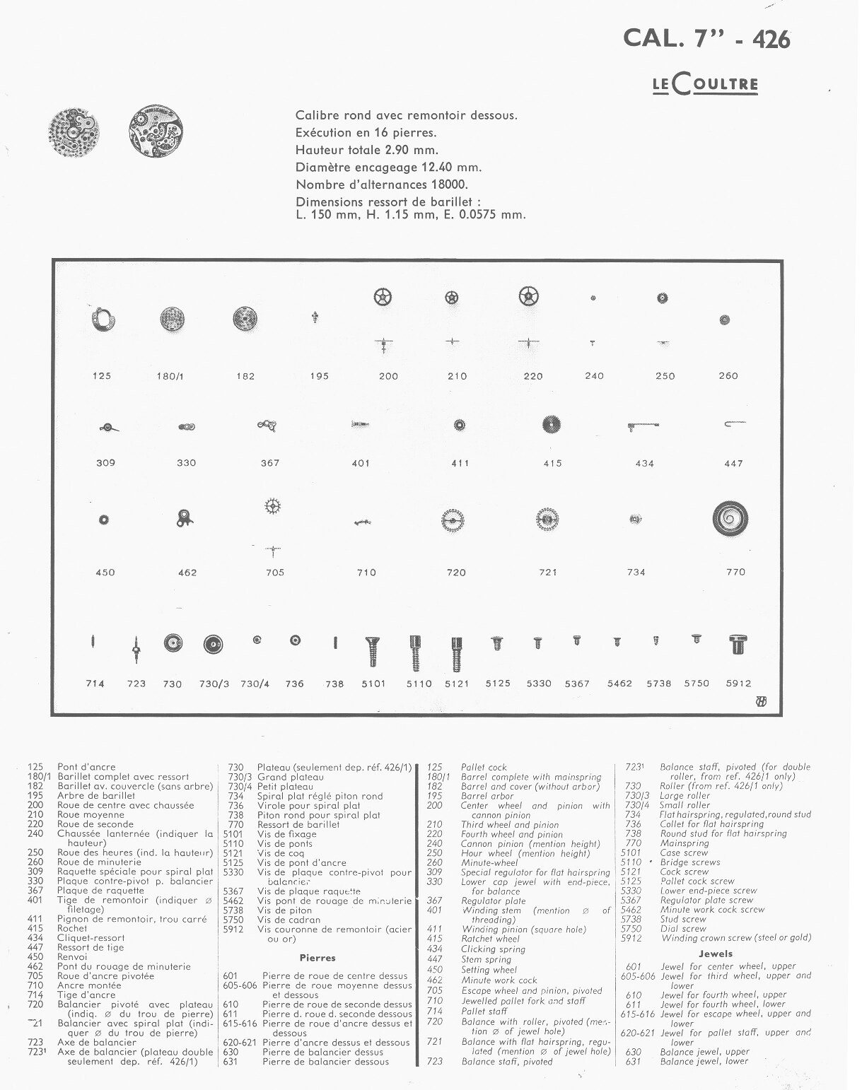 JLC 426 partlist