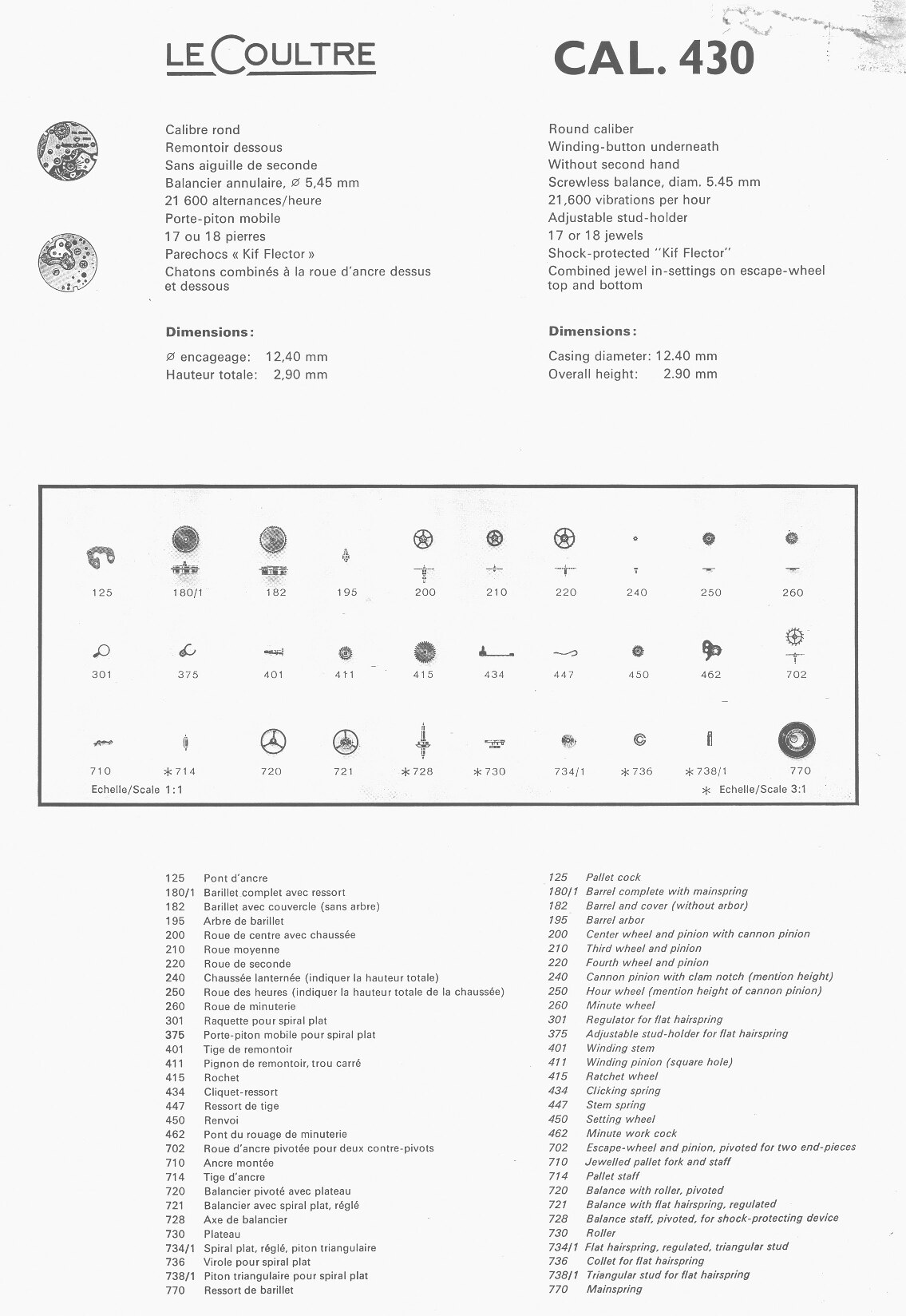 JLC 430 partlist