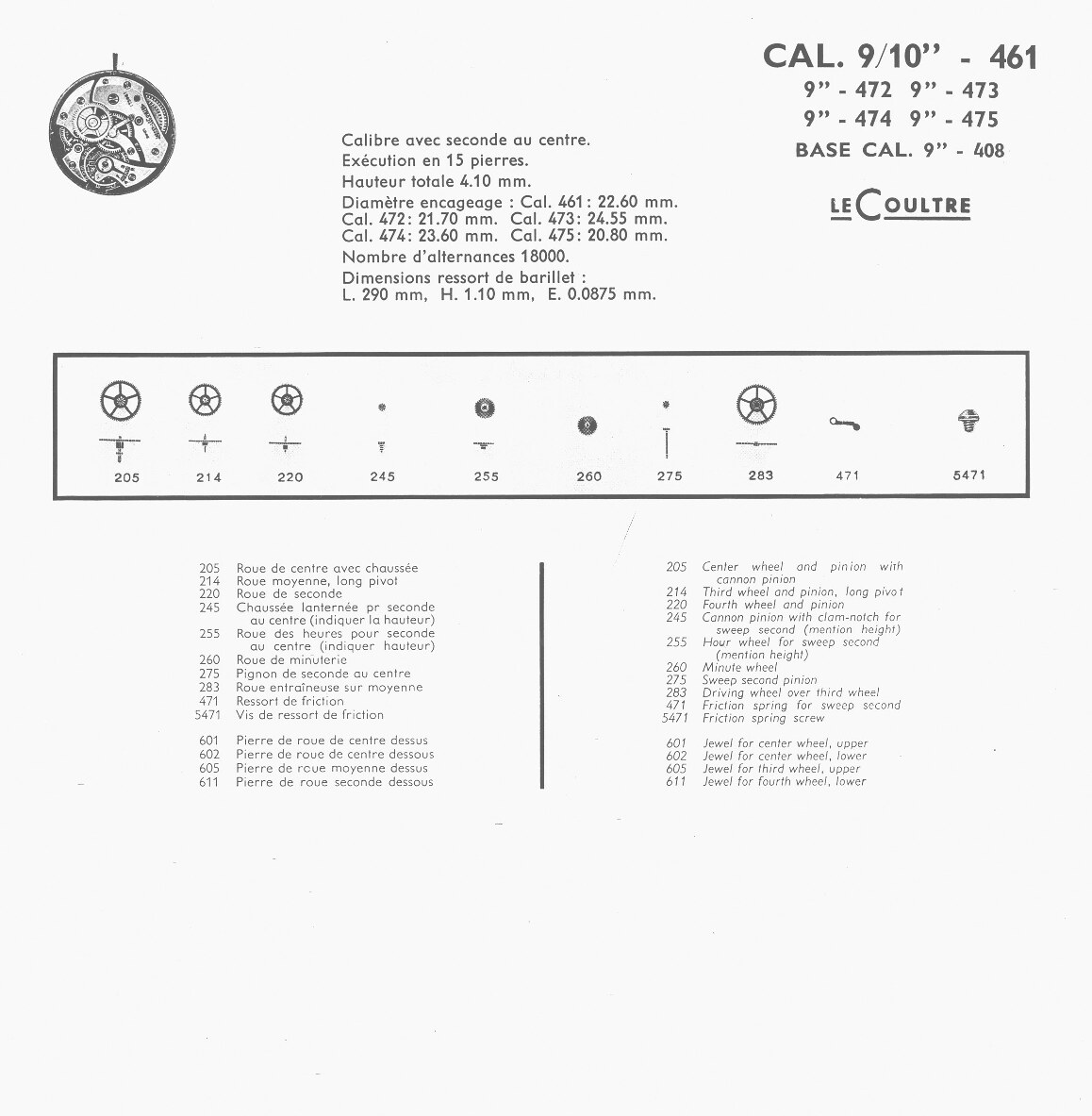 JLC 461 partlist