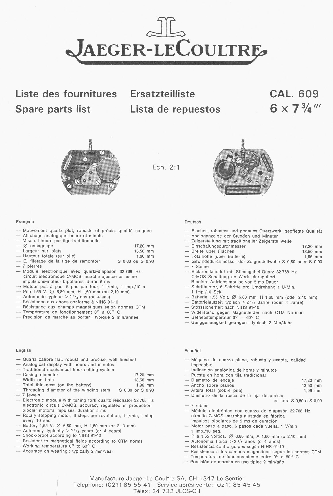 JLC 609 partlist
