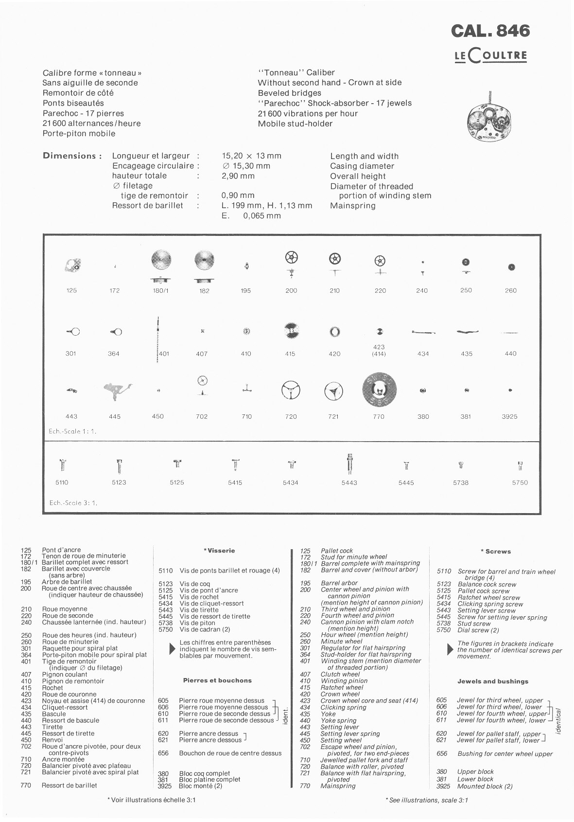 JLC 846 partlist