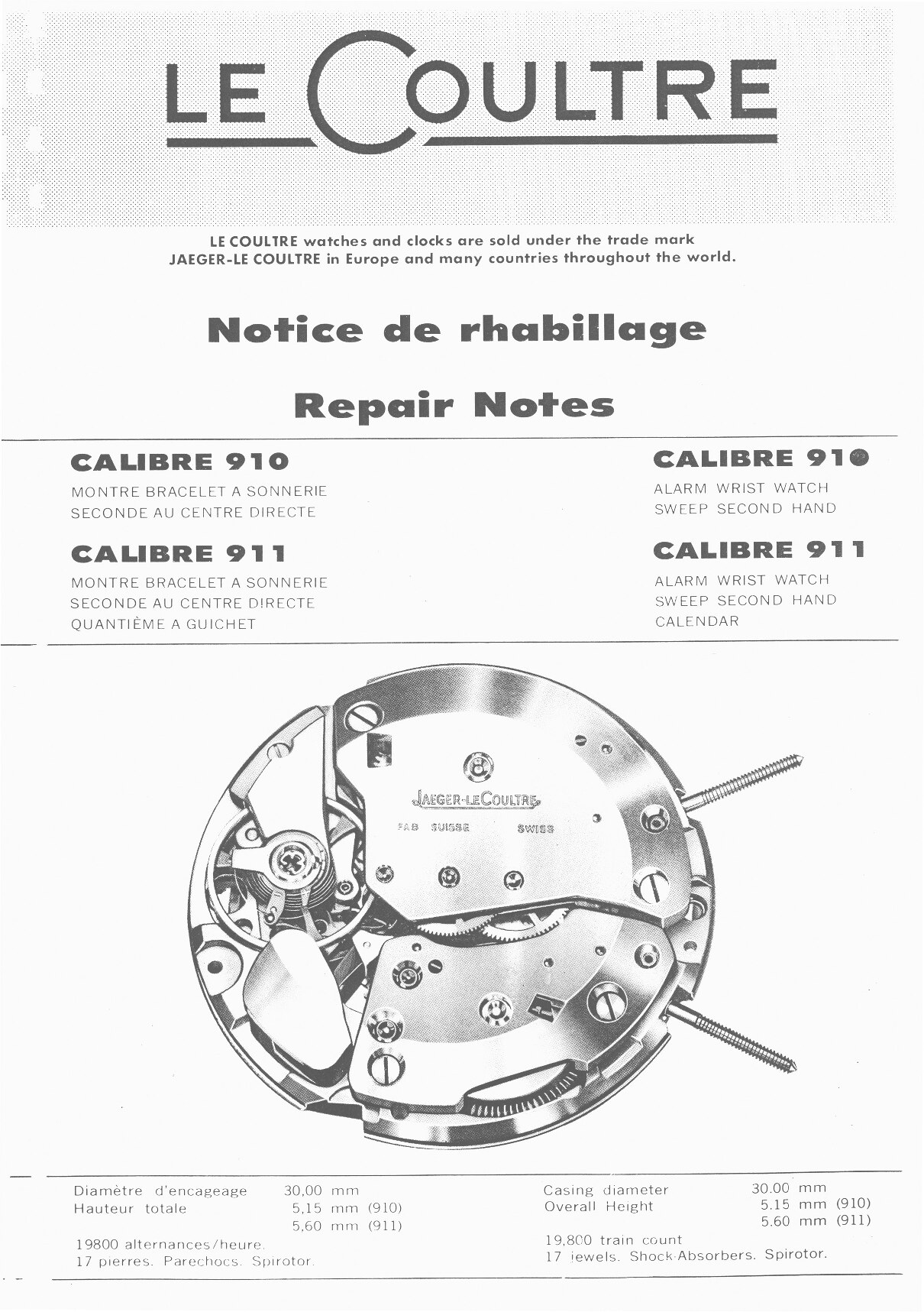 JLC 910, 911 technical
