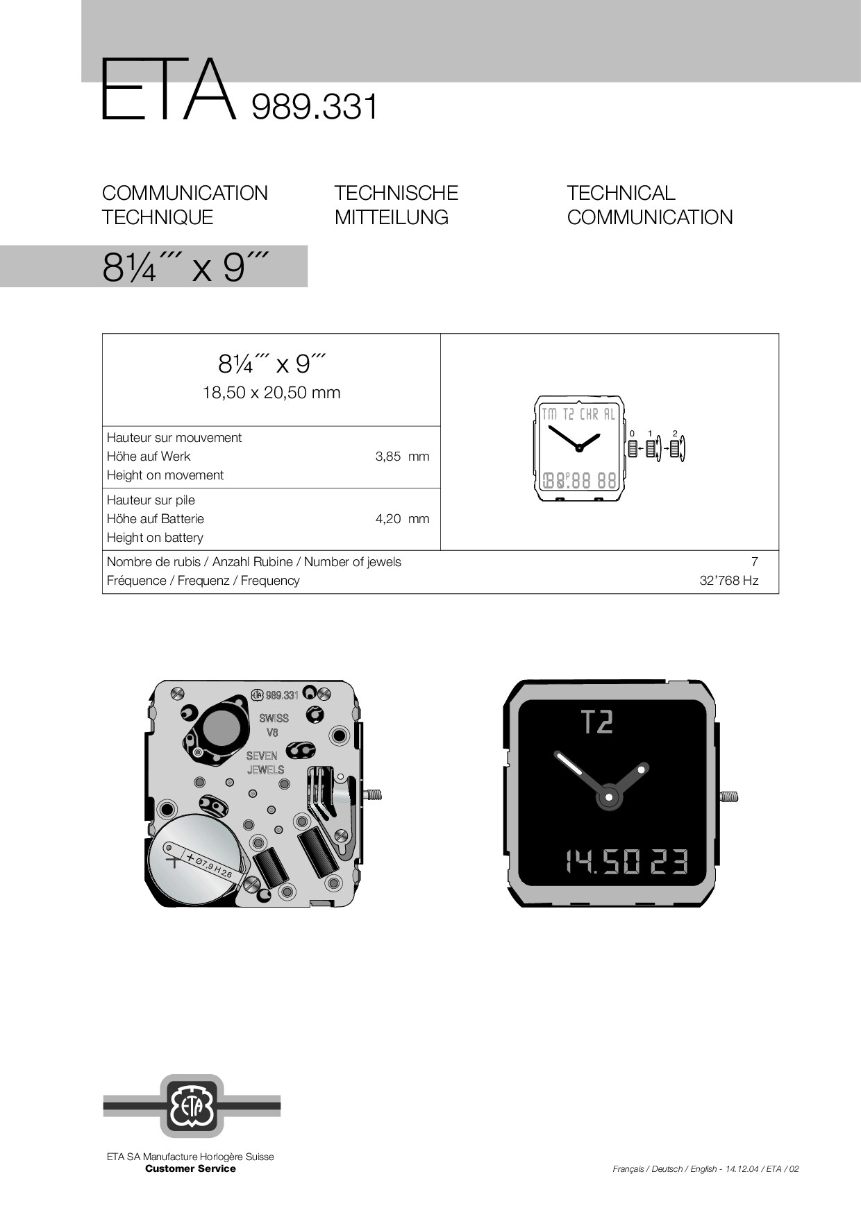 ETA 989.331 Technical